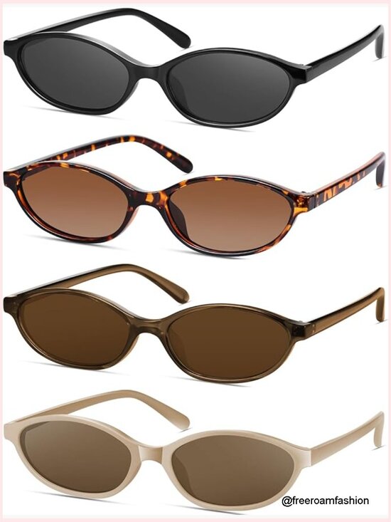 Retro Oval Cat Eye Sunglasses Y2K Narrow Shades UV Protection main image 5